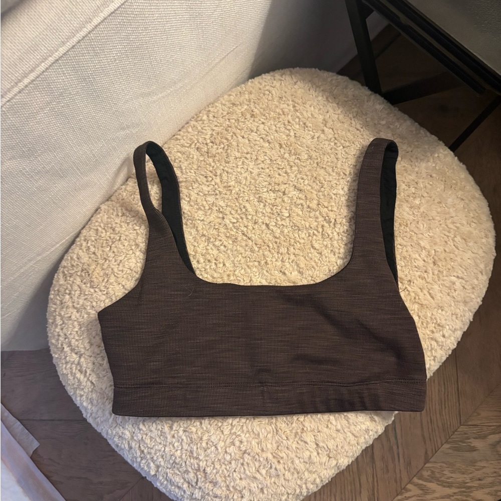 Vuori Brown Ribbed Scoop Sports Bra